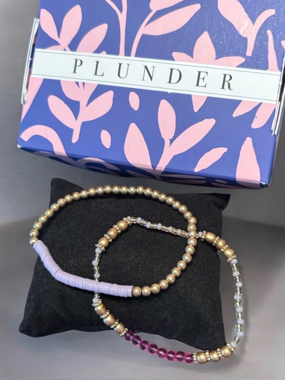 Plunder Gold Beaded Bracelet Set with Pink & Lavender Accents
